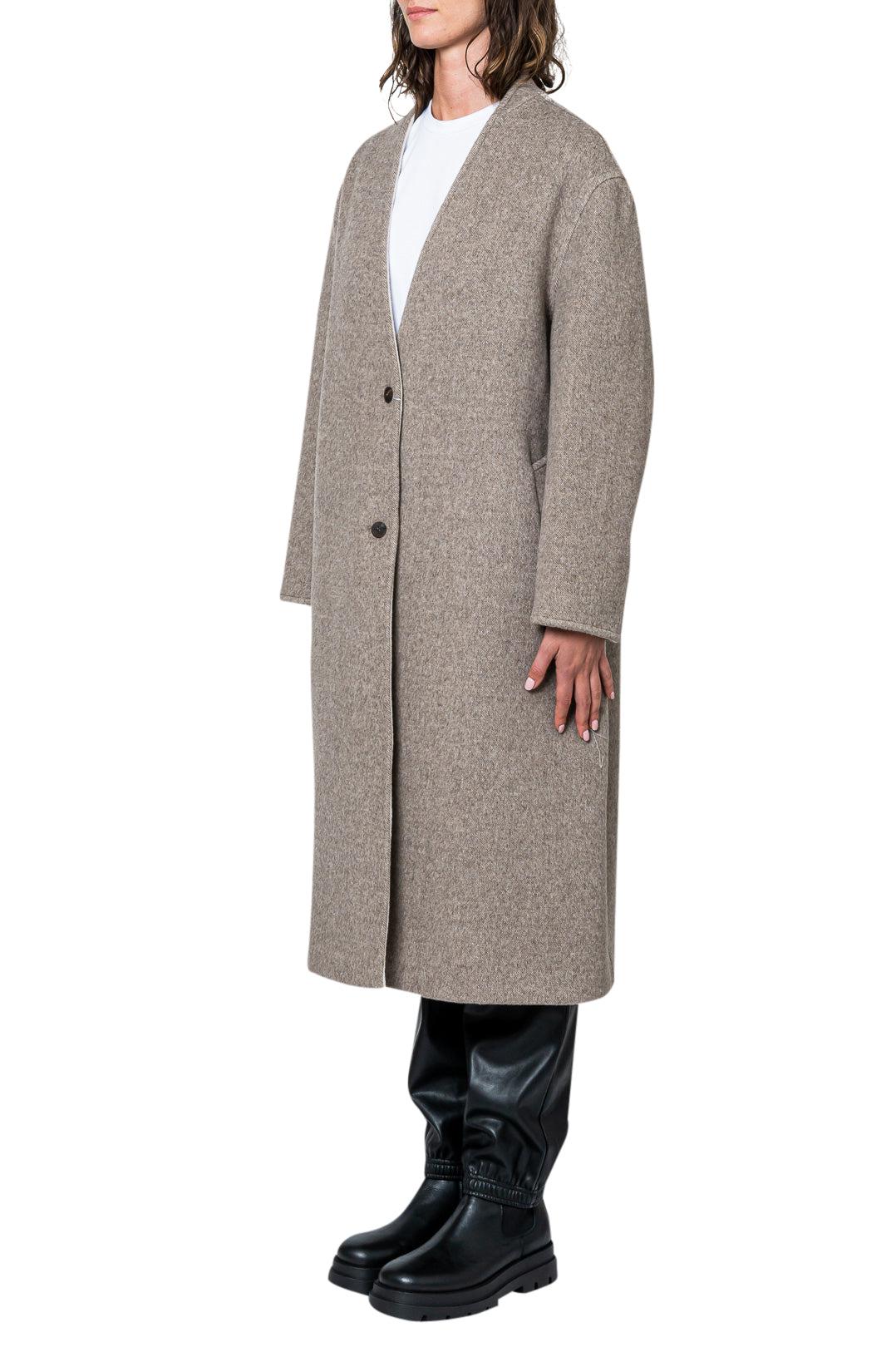 Wool and cashmere long trench coat