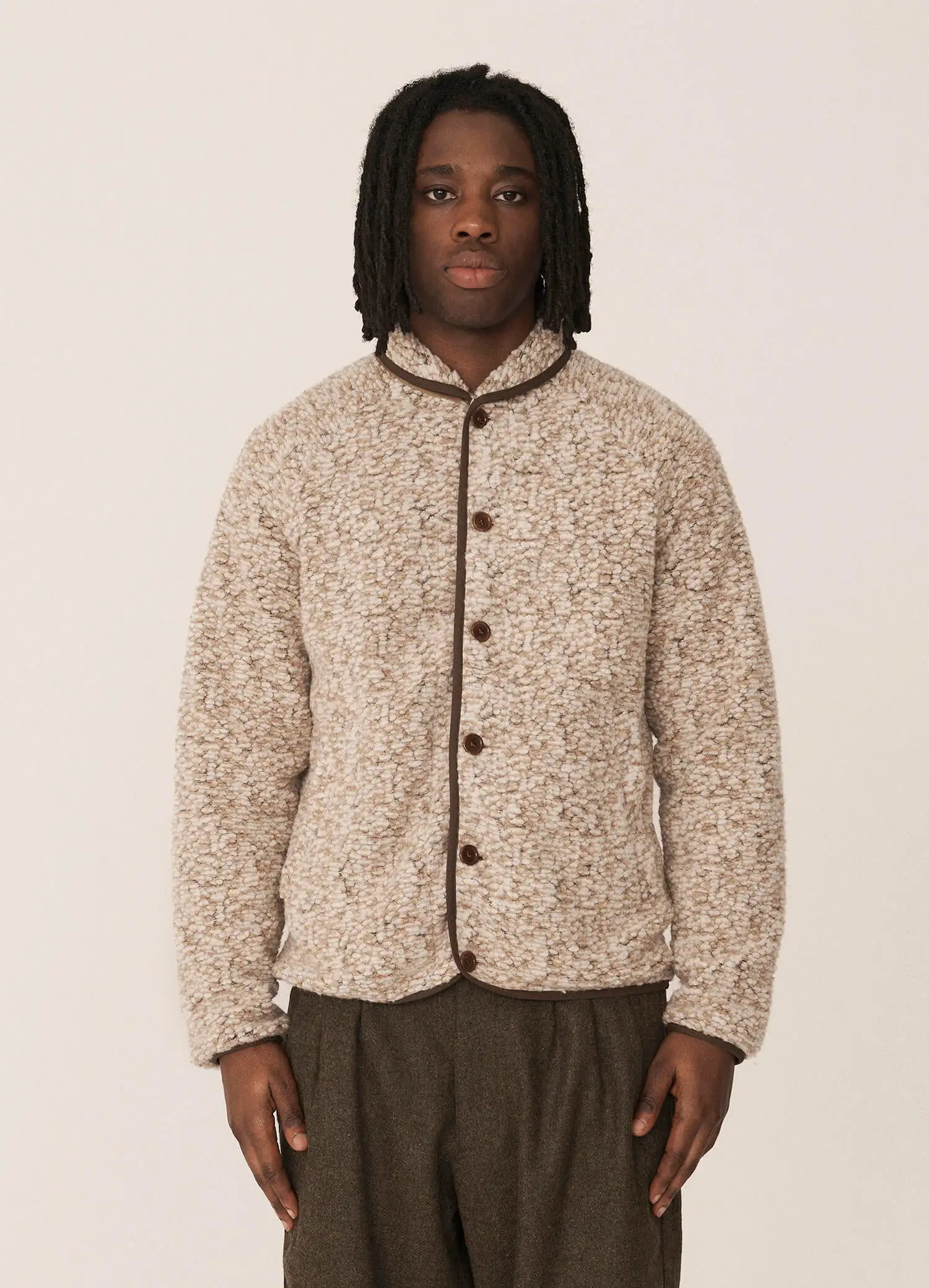 YMC Beach Wool Fleece Jacket beige marl